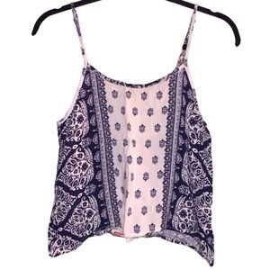 Mudd White Blue Bohemian Flowy Tank Top Sz XS